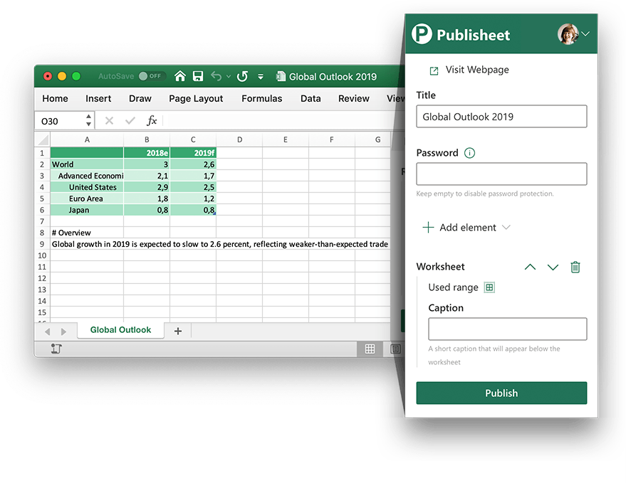 Pubilsheet Excel Add-in